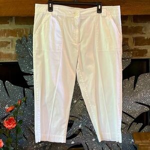 White Stag Size 16 White Cropped Pants Cotton/Spandex Pockets